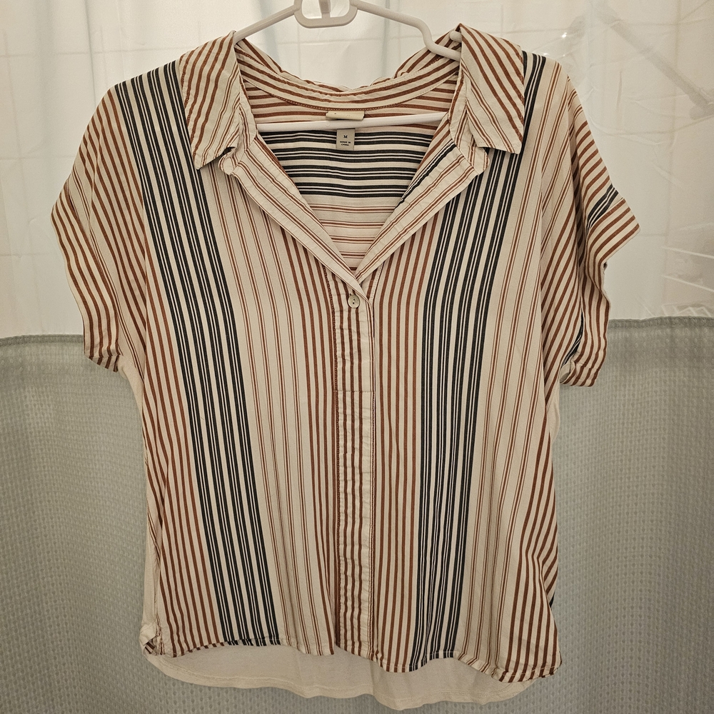 Tan Cuffed Sleeve Button Down Shirt